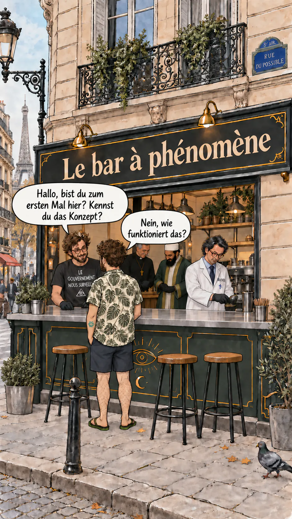 Die Phänomen-Bar mit zwei Sprechblasen