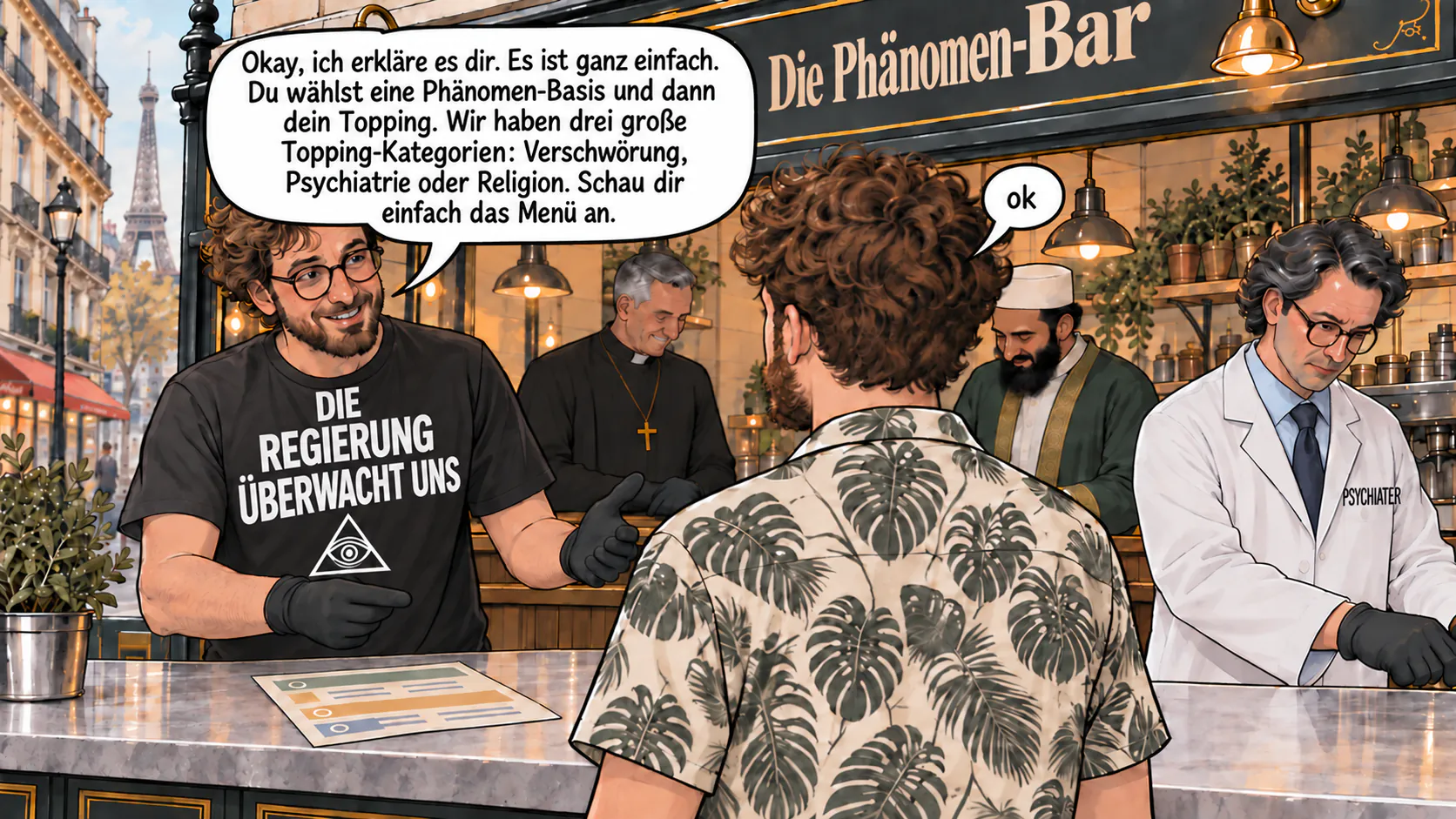 Eine Dialogszene in der Phänomen-Bar