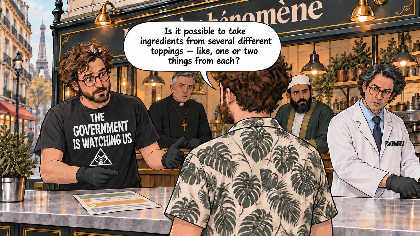 The phenomenon bar employees react to the main character's question