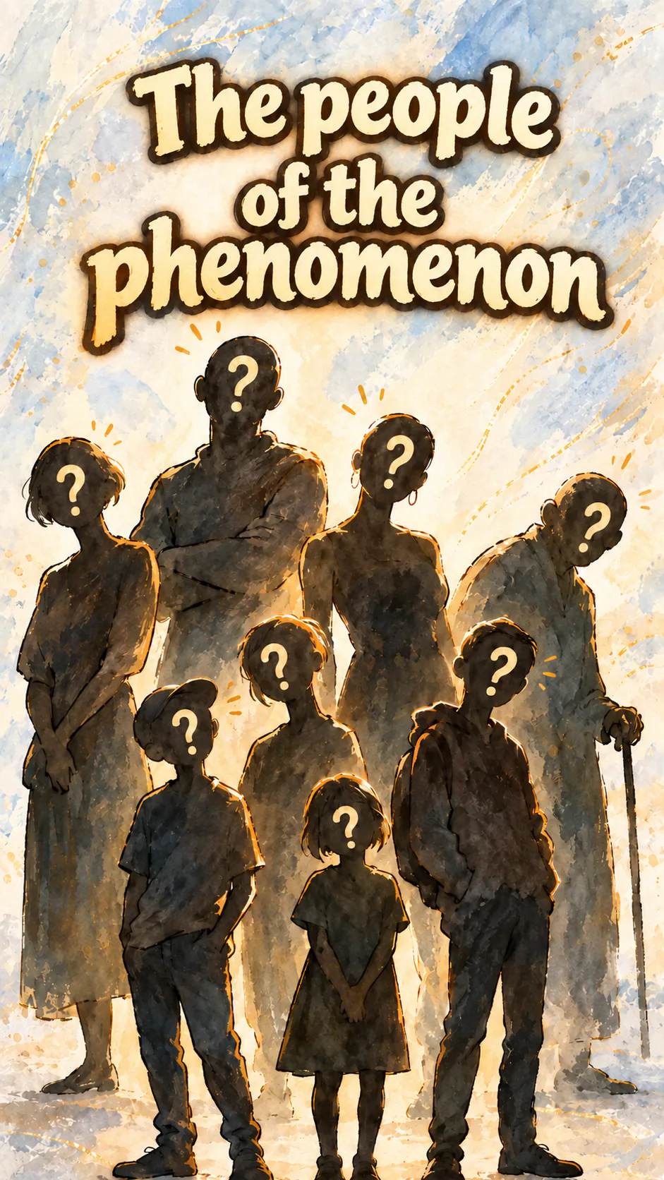 Vertical illustration of adult, teenage, and child silhouettes, each with a question mark in place of a face