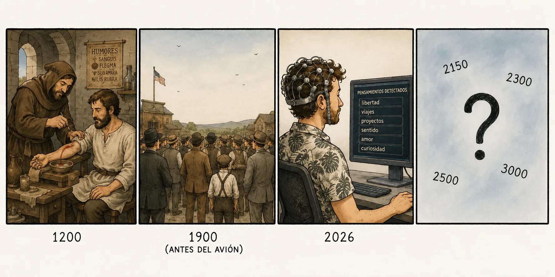 Ilustración sobre el progreso y las cosas que parecen imposibles antes de volverse normales.