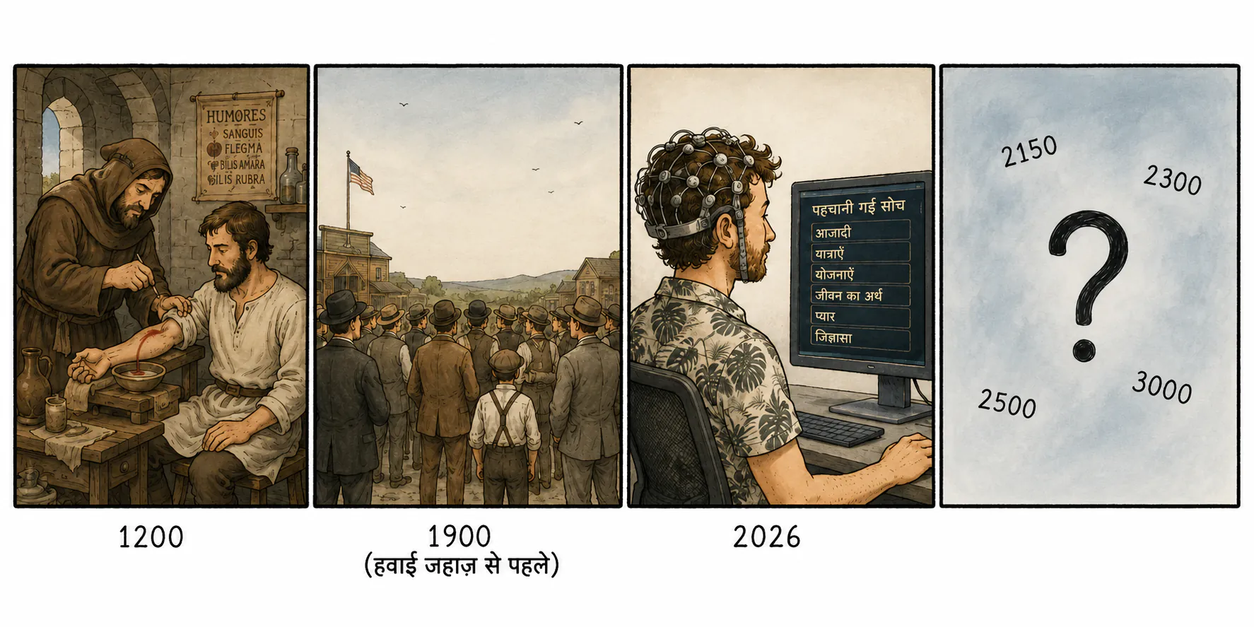 प्रोग्रेस और उन चीज़ों पर इलस्ट्रेशन जो नॉर्मल बनने से पहले नामुमकिन लगती हैं।