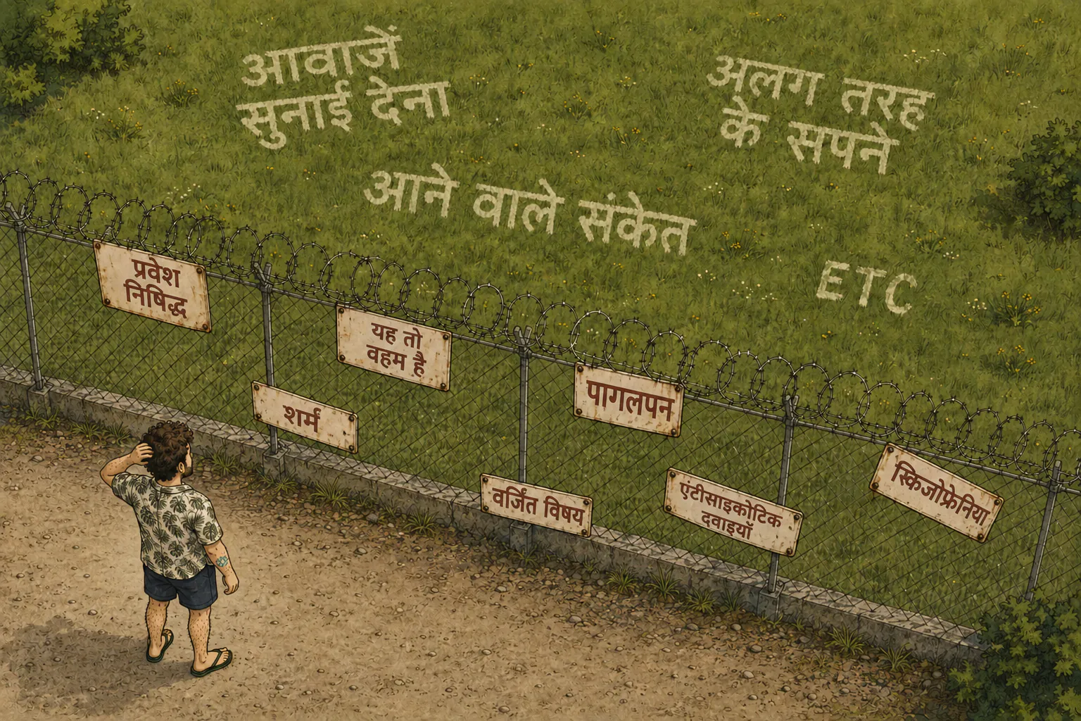 फ़िनॉमिनन के आसपास के टैबू और शर्म पर इलस्ट्रेशन।