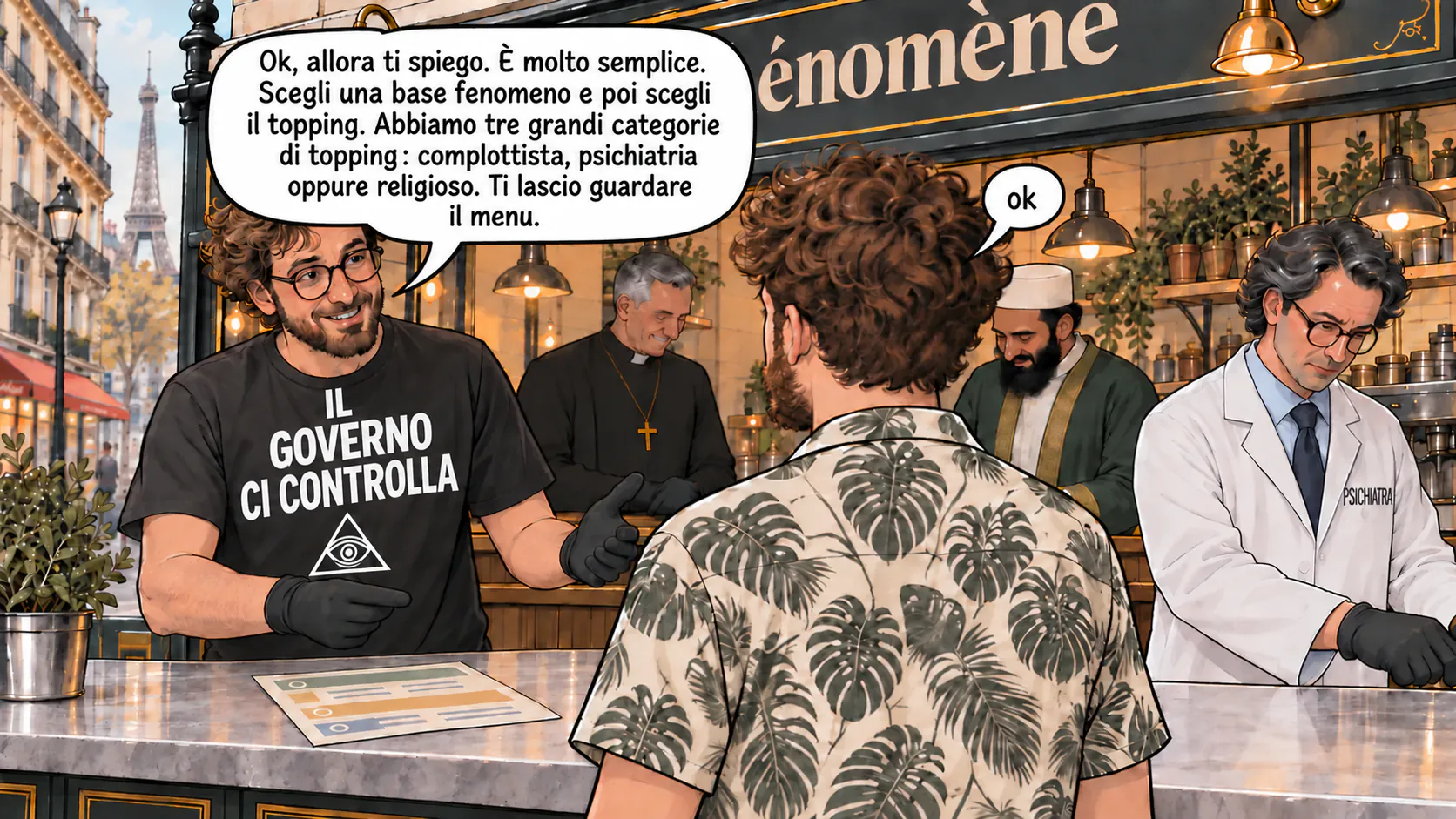 Una scena di dialogo al bar del fenomeno