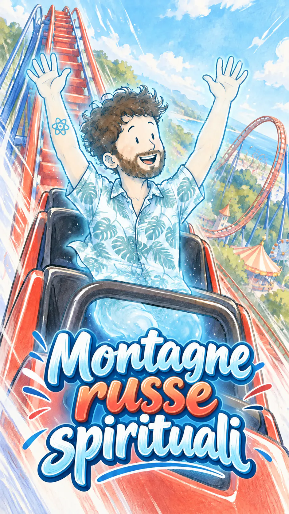 Illustrazione disegnata di una montagna russa spirituale