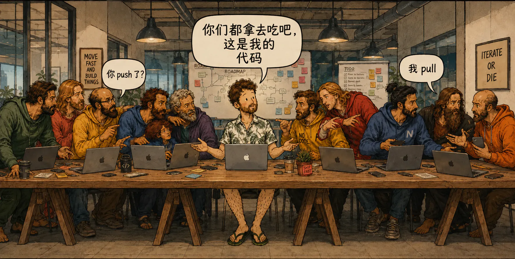 和这篇故事同一世界观里的 startup 场景插画
